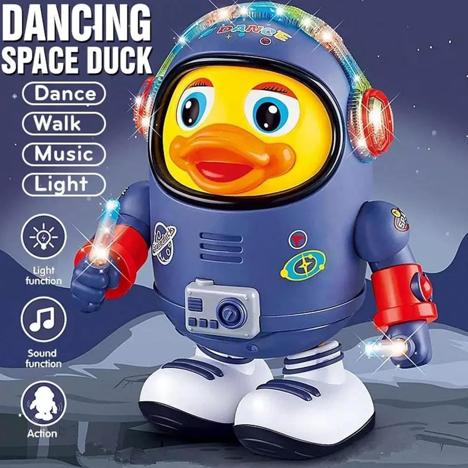 Dancing Astronaut Duck Toy with Music & LED Lights